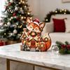 Indoor Xmas Ornaments Christmas Wooden Fox Village House Table Ornament, Wood Block Tabletop Holiday Gift for Friends Centerpiece Farmhouse