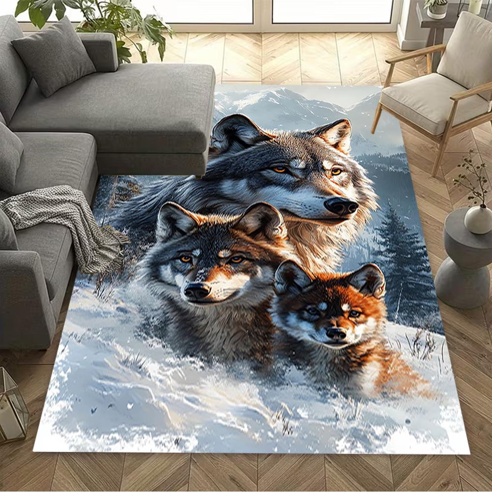 1pc Wolf Pack Forest Design Home Carpet Non-slip Office Decor Gift Living Room Bedroom