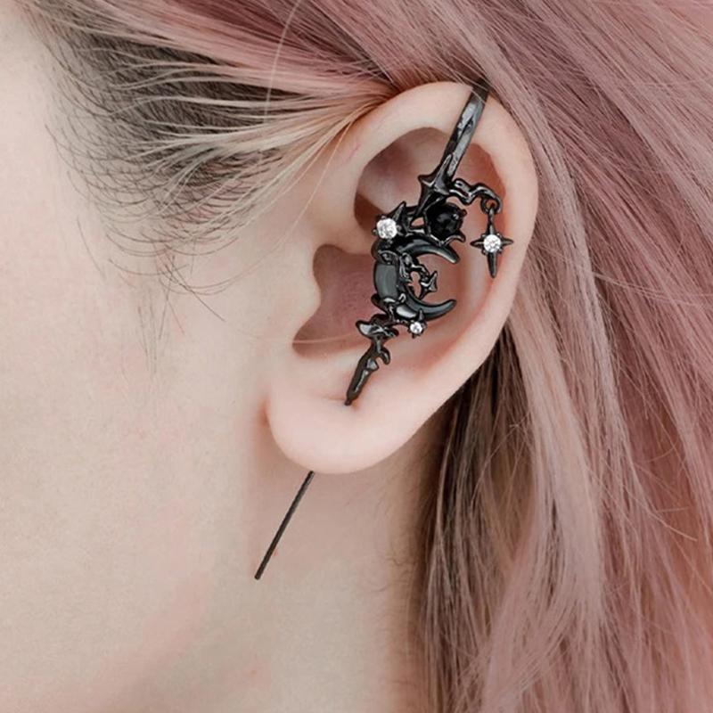 Temperament Geometric Four-Pointed Star Earrings Metal Piercing Ear Bridge Handmade Lightweight Pendants  Jewelry