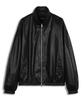 Doffjason Oversized Vegan Leather Windbreaker Jacket (Black)