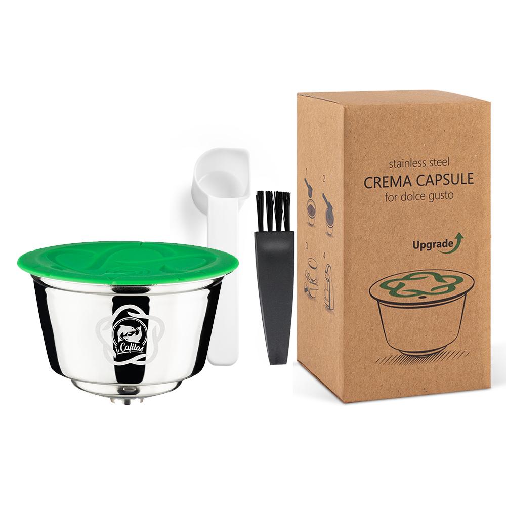 

iCafilas Refillable Coffee Coffee Capsule for Dolce Gusto Reusable Stainless Steel Crema Expresso Coffee Filter Pod