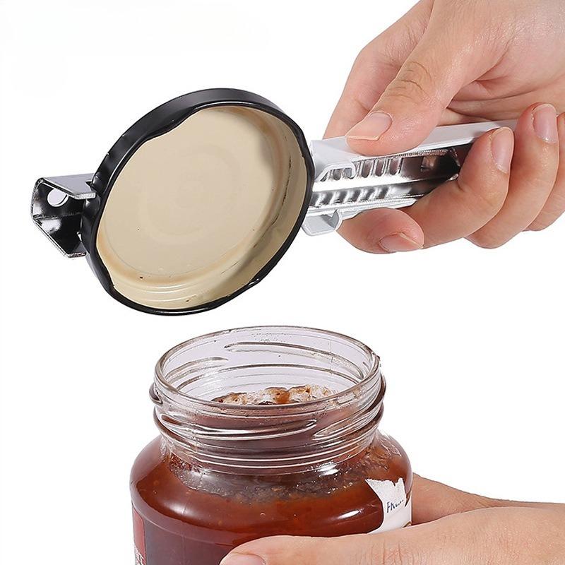 Adjustable Stainless Steel Cap Opener, Anti-Slip Kitchen Jar Bottle Opener Tool, Labor-Saving Lid Gripper for Tight Lids