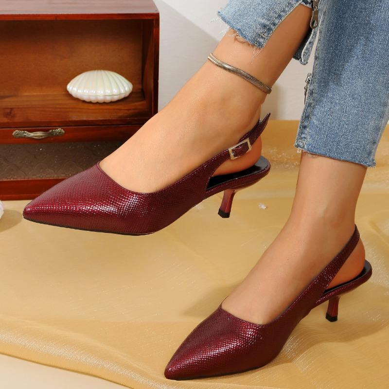 Women's Baotou Sandals Summer New Pointed Head Shallow Mouth with Anti-slip Wear-resistant Heel Shoes