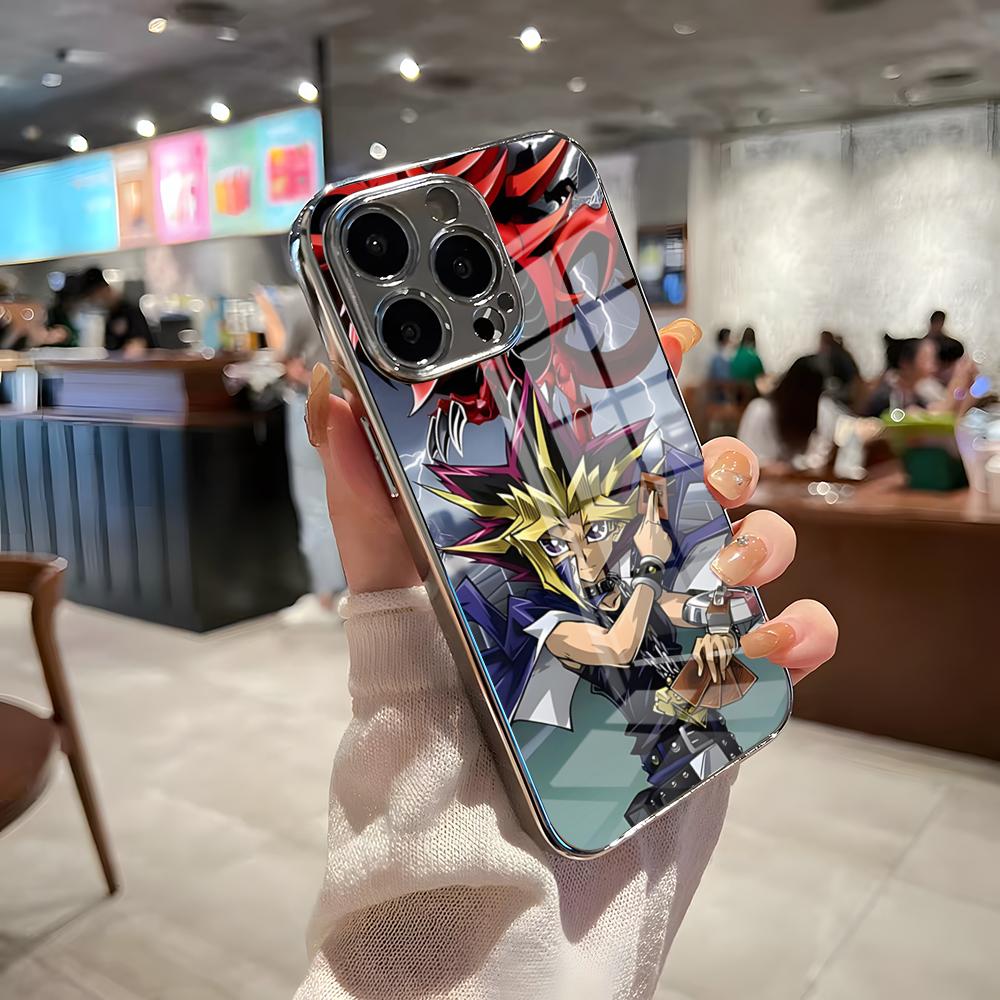 Anime Y-YU-Gi-Oh Phone Case For IPhone 17 Pro Max 15 Pro 16 14 Plus 12 13 Mini 11 Pro Shockproof Electroplated Glass Cover