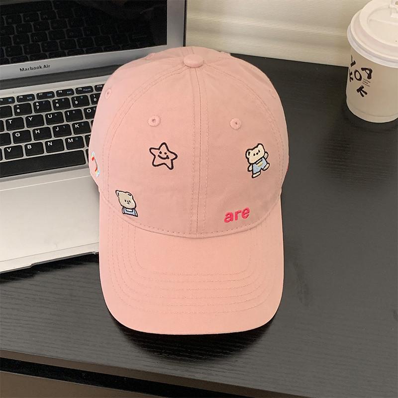 Breathable Baseball Cotton Cap With Bear And Letter Embroidery Design Fall For