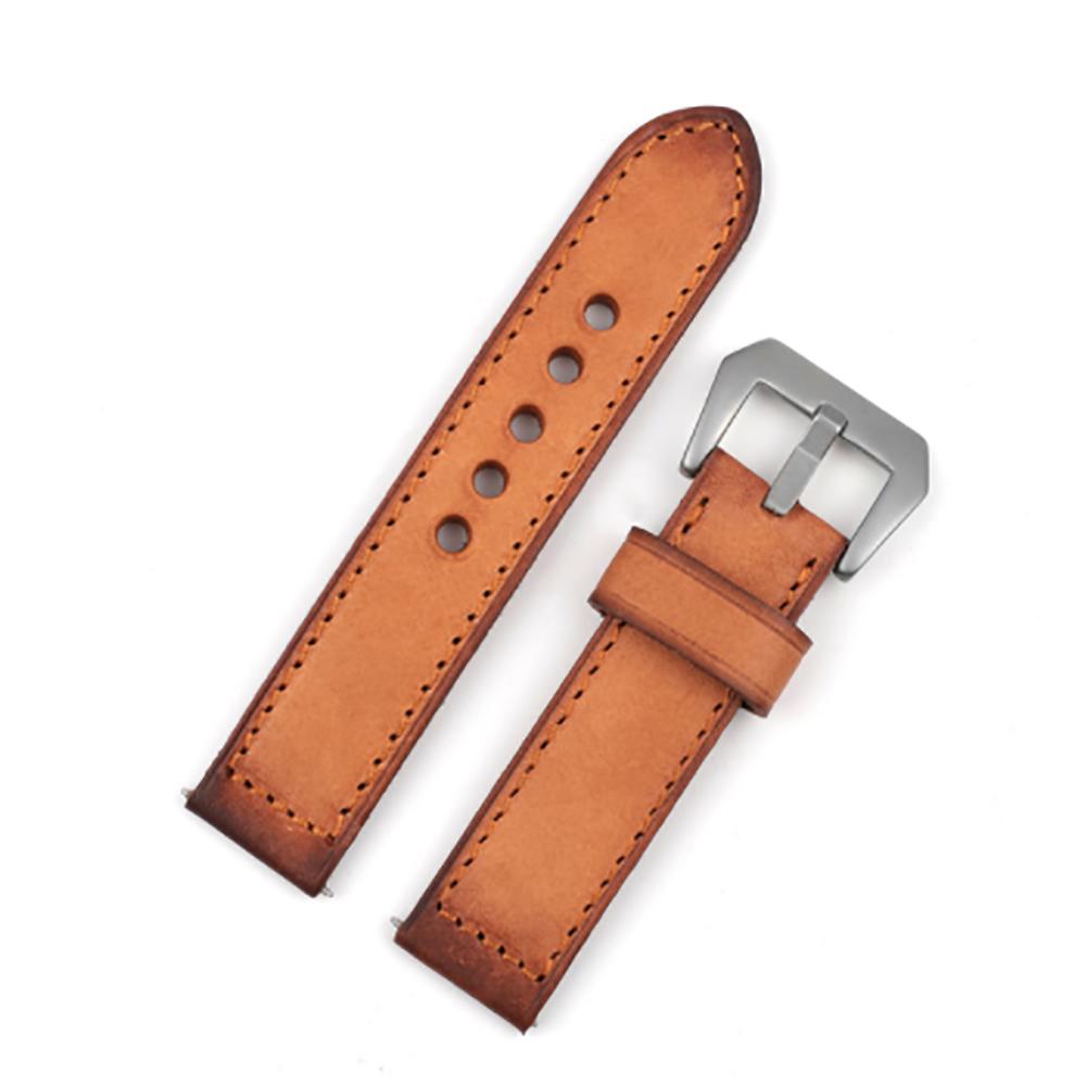 Vintage Genuine Leather Watch Bands 20mm 22mm 24mm Handmade Stitching Watch Strap Replacement Women Men Cowhide Wristband Belts