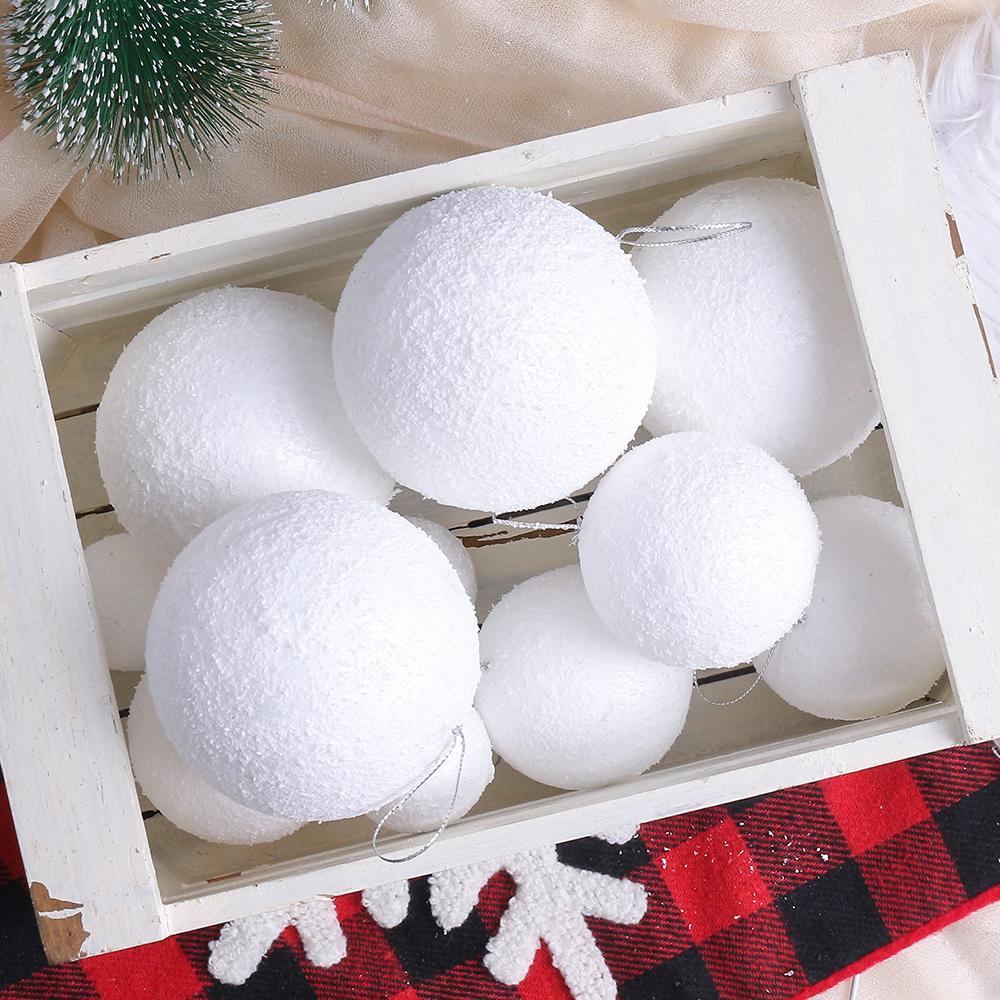 6Pcs 4/6/8CM White Christmas Balls Deaoration Hanging Xmas Tree Ornaments Pendants for Home 2026 New Year Navidad Party Decor