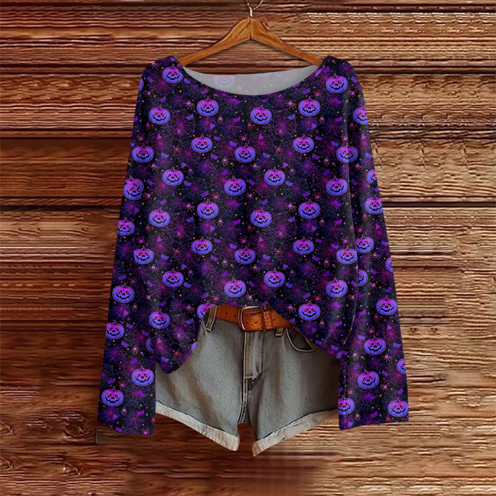 

Long Sleeve Shirts For Women Print Graphic Tees Blouses Casual Plus Size Basic Tops Pullover S