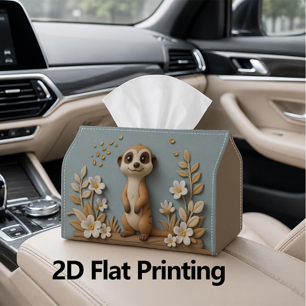 1pc, 2d Flat Printing, Tissue Box Mongoose Flower Patterns Printed Tissue Box, Suitable for Bathrooms, Living Rooms, Bedrooms, Dressing Tables, Coffee