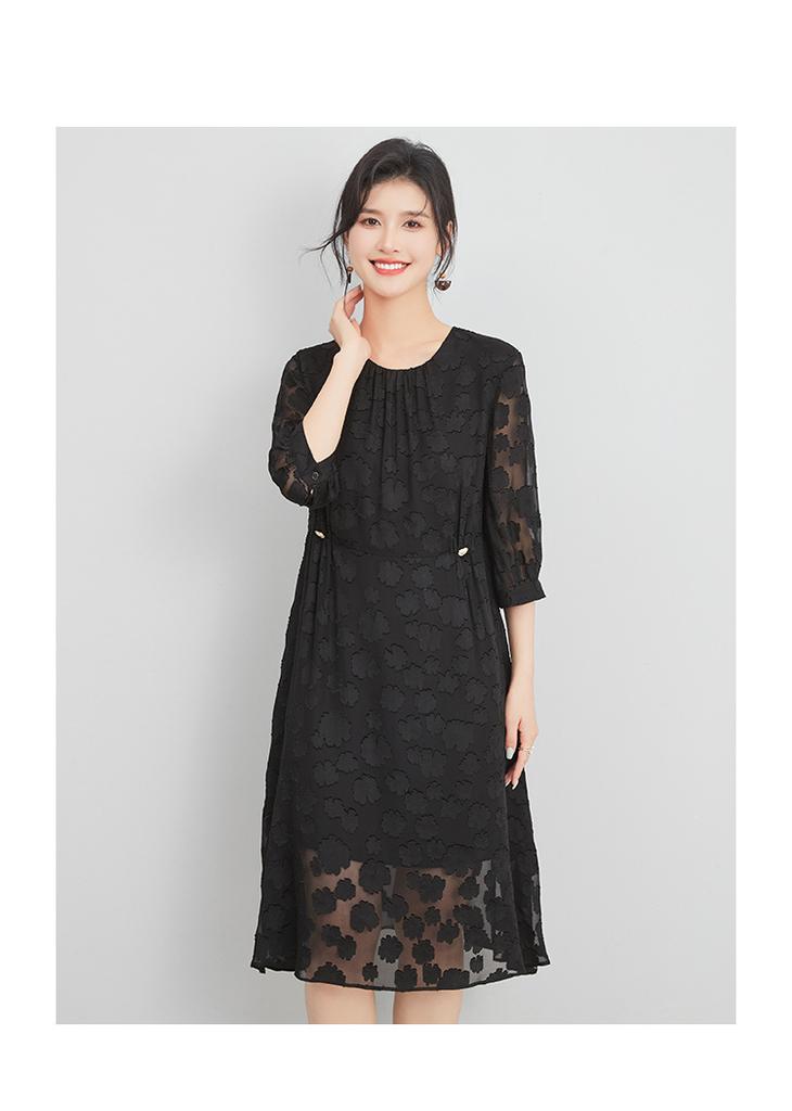 100% Mulberry Silk Burnt Flower Jacquard Dress