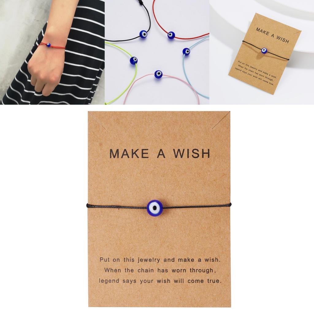Make A Wish Paper Card Evil Eye Jewelry With Beads And Alloy For Men And Women