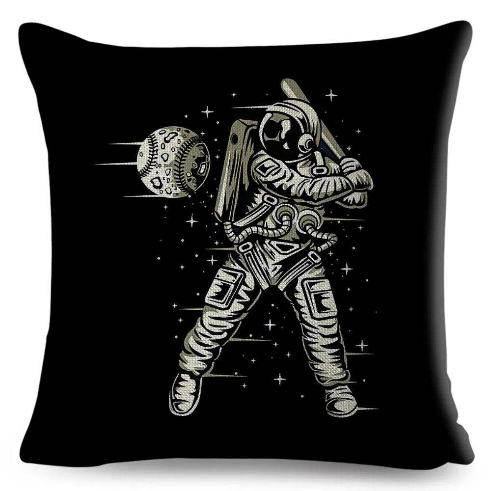 Cartoon Astronaut Sports Cushion Sofa Home Decoration Kids Room Planet Music Pillowcase