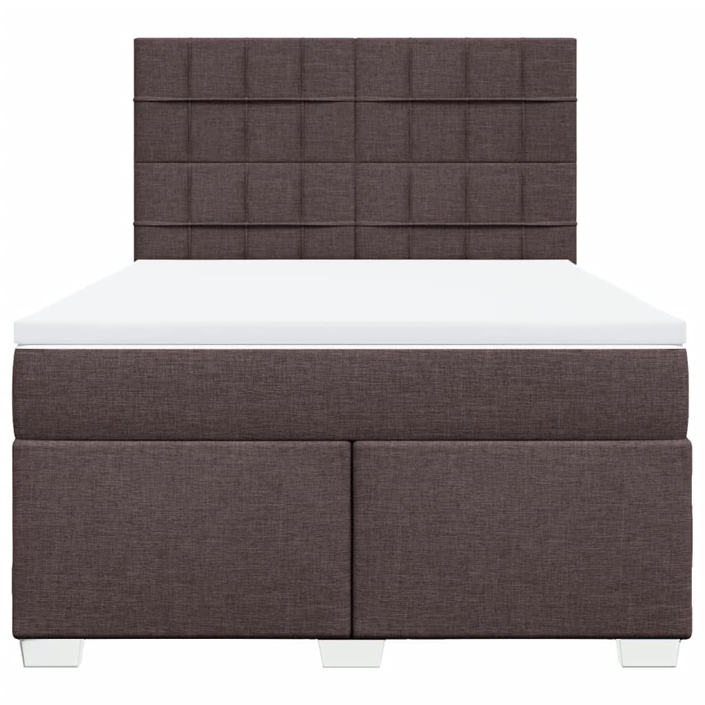 Box Spring Bed with Mattress Dark Brown 140 X 200 Cm Fabric