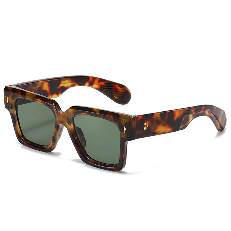 SO&EI Oversized Square Women Luxury Sunglasses Fashion Rivets Decoration Eyewear Shades UV400 Men Yellow Blue Sun Glasses