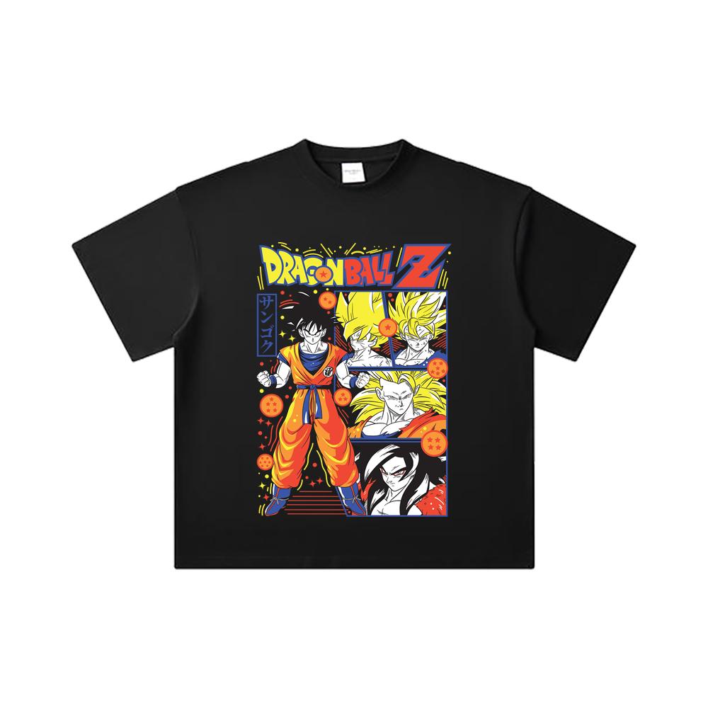 260 GSM Double Yarn 32 Count 100% Cotton Dragon Ball V56 Goku Print Unisex Heavy Cotton T Shirt