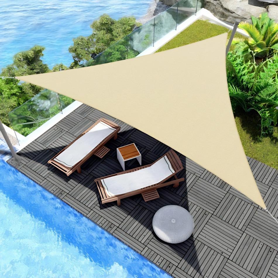 Silver-Coated 3m Triangle Sunshade & Rainproof Tarp for Outdoor Balcony/Courtyard. 2*2*2M