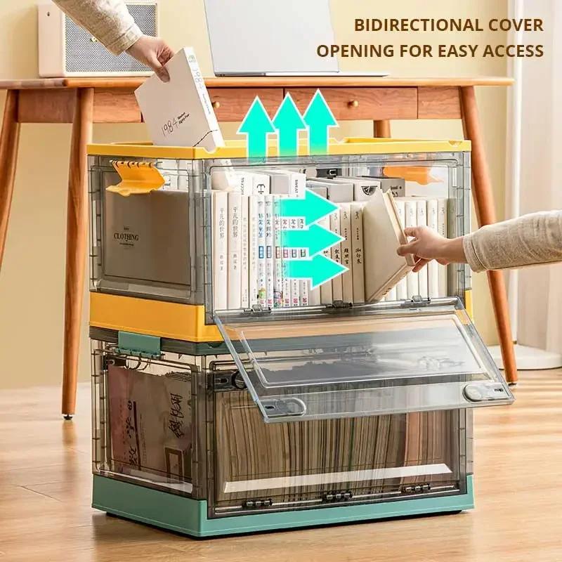1 Pezzo Baule Pieghevole Contenitore Aperto Scatola Trasparente Organizzatore per Armadio Casa Vestiti Grande Capacità Plastica Trasparente