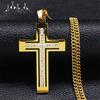 Hip Hop Crystal Cross Pendant Necklace Chain for Men Stainless Steel Rhinestone Necklaces Punk Jewelry Gift Collar De Cruz N4656