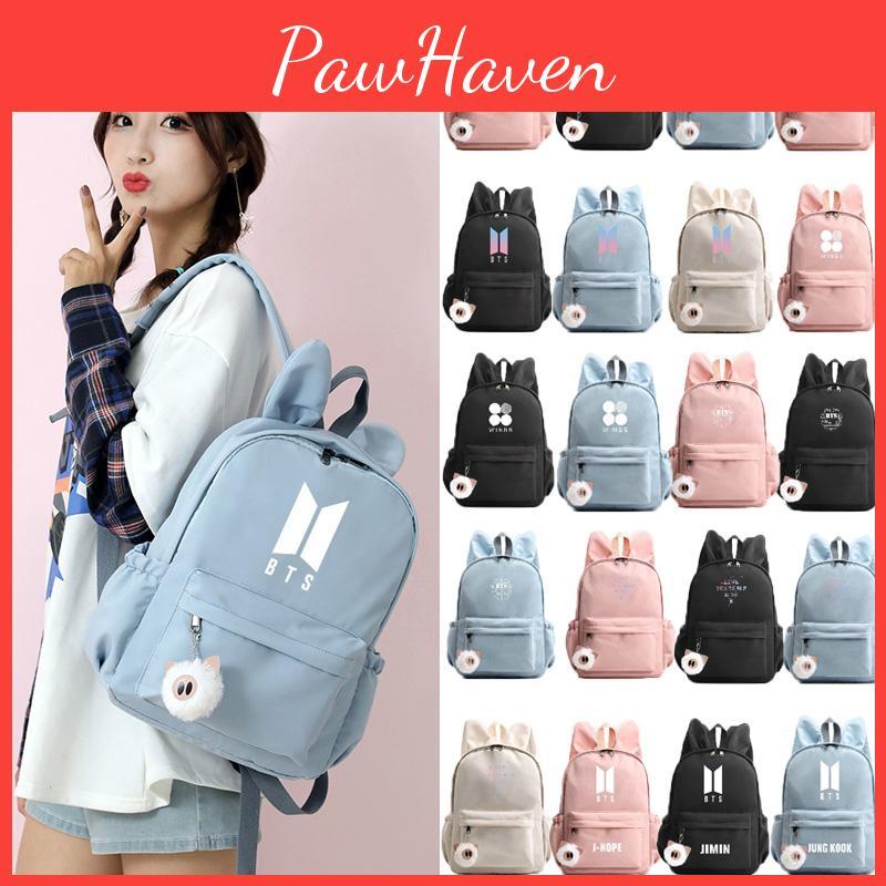 Bunny Kpop Bts Rabbit Ears Backpack Girls School Bags V With Piggy Pendant Plush