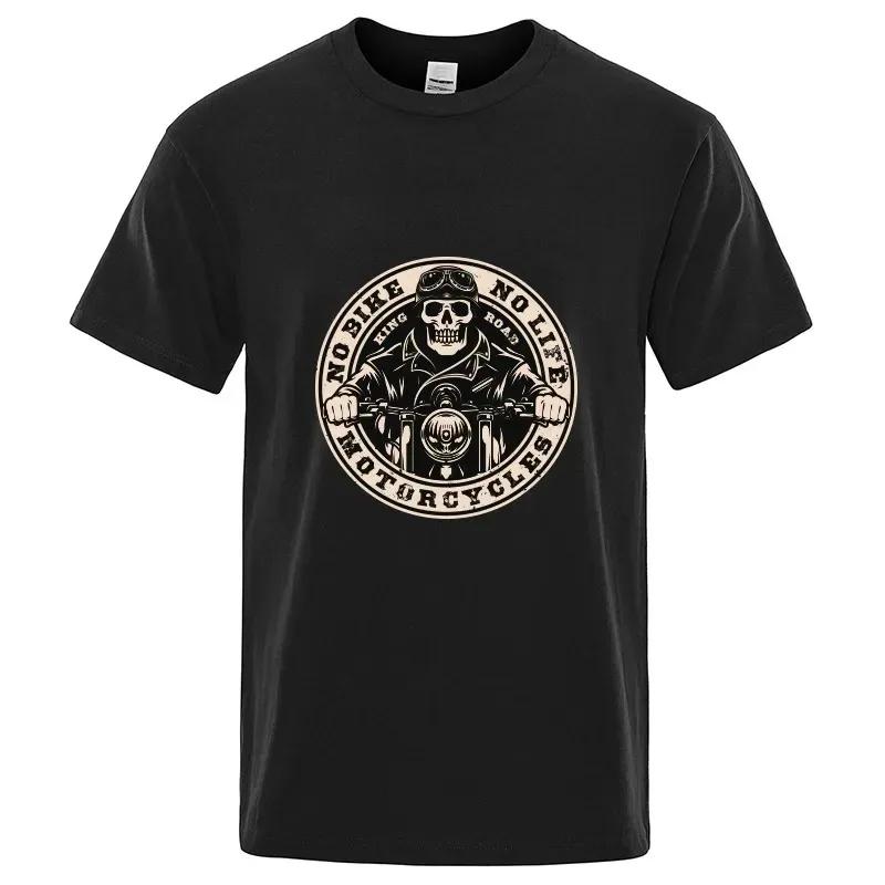 Skull Short Sleeve Cotton T-shirt Motorcycle Addict Piston T Shirt Hip Hop Men's Shirt Cool Tees Harajuku Fashion Streetwear