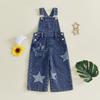 Citgeett Summer Kids Toddler Girls Denim Overalls Star Embroidery Sleeveless Full Length Romper Clothes