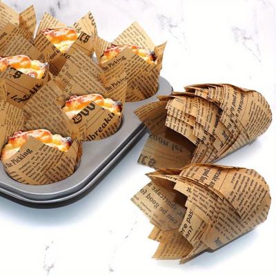 50 Stück Fettabweisende Tulpenförmige Cupcake-Förmchen Backförmchen Muffin-Förmchen Papier Cupcake-Verpackungen für Hochzeit, Geburtstagsfeier
