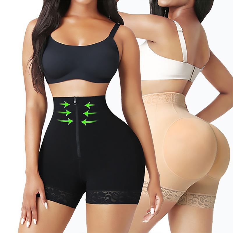 Women High Waist Front Zip Tummy Control Hip Lifting Body Shaping Pants