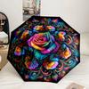 Blue Rose Mandala Umbrella 8-Frame for Travel, camping, Casual Lightweight Portable Umbrella, Essential for every family Holidays Gift