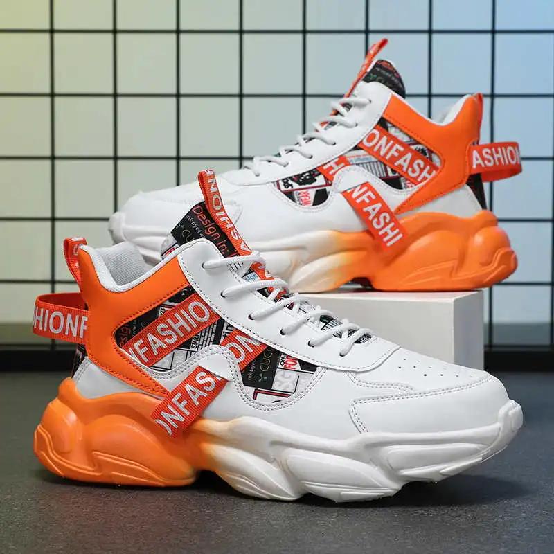 Fashion Navy Blue Orange Boot Woman Shoes Tenis Running Women High Shoes Sneakers Sports Jogging Runings Upper Ternis Excercise