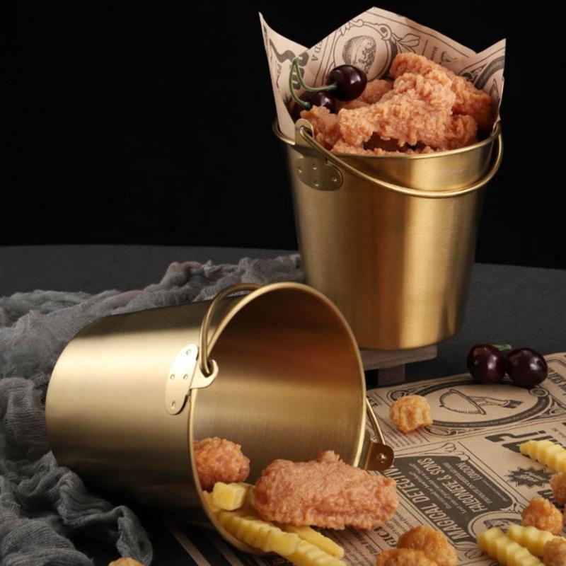 Small Metal Buckets Stainless Steel Material Dessert Buckets Small Pots Wedding Supplies for Food and Small Items