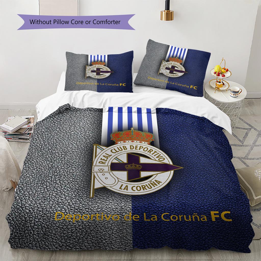 Deportivo de La Coruña Set Copripiumino con Fantasia Decorazione per la Casa Regalo (1 * copripiumino + 2 * federe senza imbottitura)