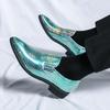Men's Plus Size Leather Pointed Toe Slip-on Derby Shoes - Shiny Formal & Casual
