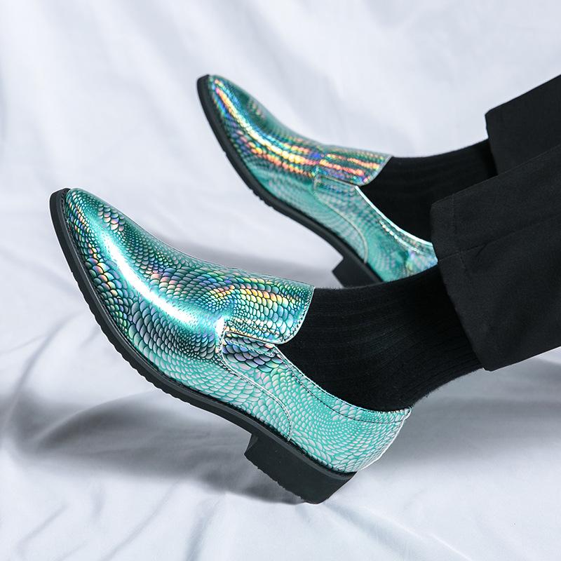 Men's Plus Size Leather Pointed Toe Slip-on Derby Shoes - Shiny Formal & Casual