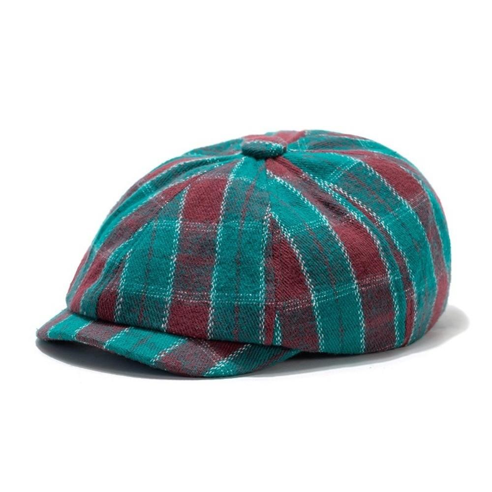 Comfortable Flat Peaked Cap Print Plaid Octagonal Beret Unisex Painter Beret Hat Spring Season