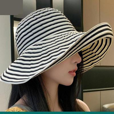 Summer Hats For Women Sun Hat Foldable Striped Big Brimmed Casual Sunhat Sunshade