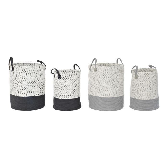 Panier - Lot De 2 - 40 X 40 X 52 Cm - Coton - Paulownia
