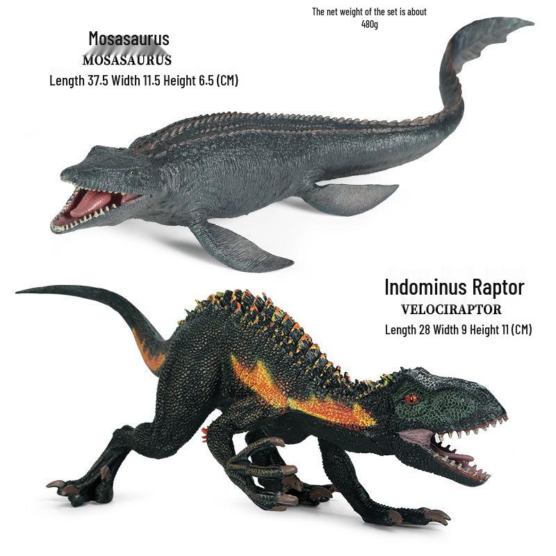 Large Dinosaur Model Set: Tyrannosaurus, Velociraptor & Mosasaurus Cognitive Toys