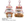 Plush Pendant Lion Dance Dog Keychain Soft Plush Doll Ornament with Hat And Bell Pendant