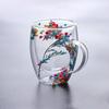350ml Double Wall Glass Coffee Mug with Handles Clear Milk Cups Gifts Glass Cup Fill Artificial Simulation Flowers Teacup Gift