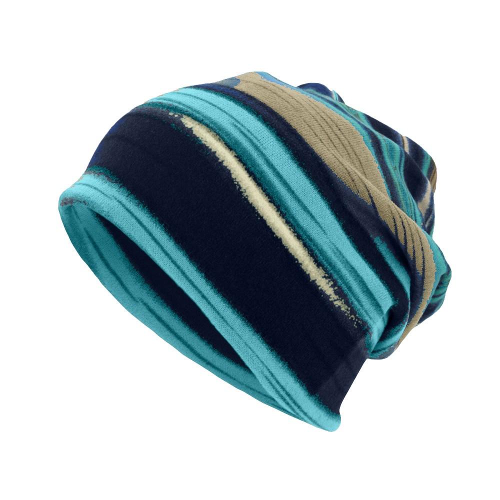 Unisex Stripe Print Scarf  Cap Casaul Outdoor Convertible Windproof Hats 