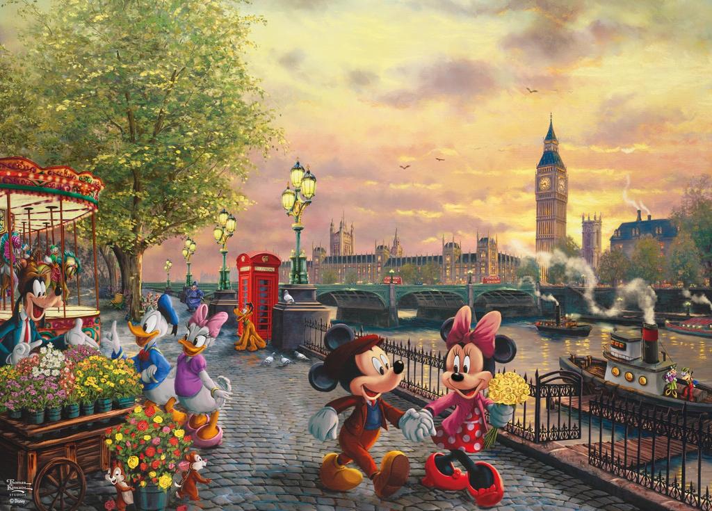Ceaco - Thomas Kinkade - Disney - Mickey & Minnie in London - 1000 Piece Jigsaw Puzzle