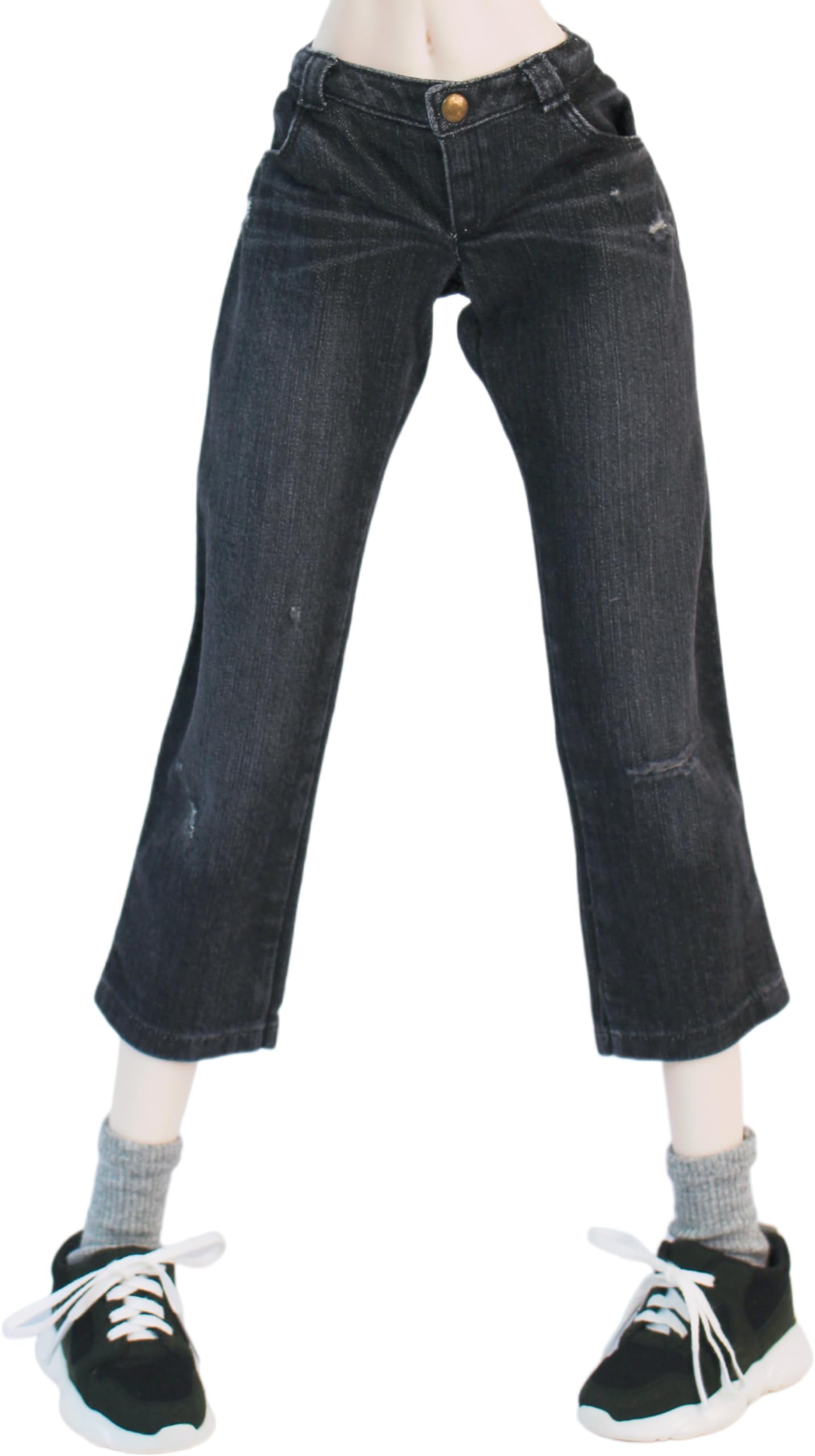 

[Petite Marie] 13 DD Compatible Okayama Processed Distressed 810 Length Wide Jeans Black KOJIMA Processed Jeans Low Rise Jeans Stretch Denim Vintage