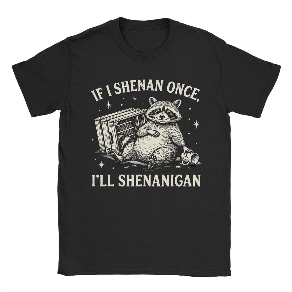 Si je Shenan Une fois Ill Shenanigan T-shirt Plage Hip Hop T-shirts Homme 100% Coton Col Rond Oversize Hauts Manches Courtes