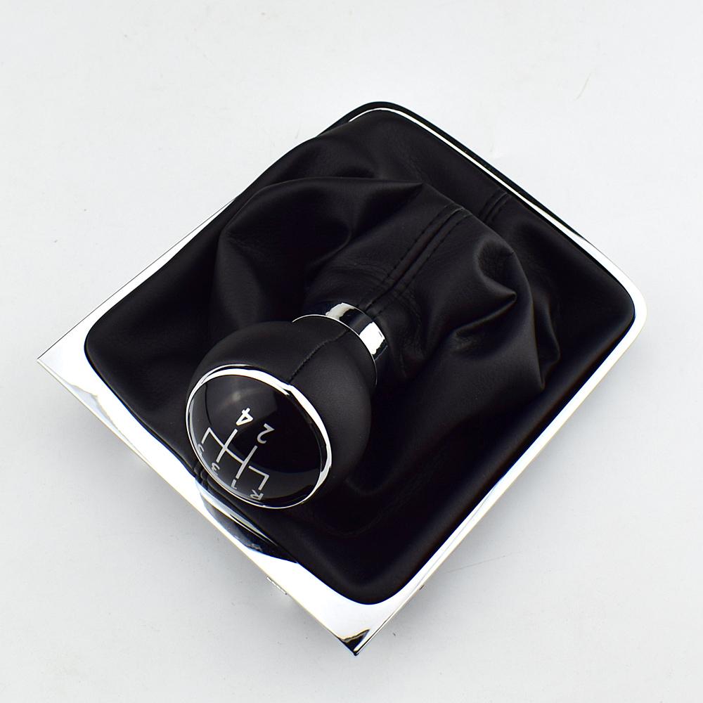 

5 6 Speed Gear Head Black Shift Knob Gear Knob Boot Gaiter Frame For Volkswagen VW Passat B6 Leather 5 Speed