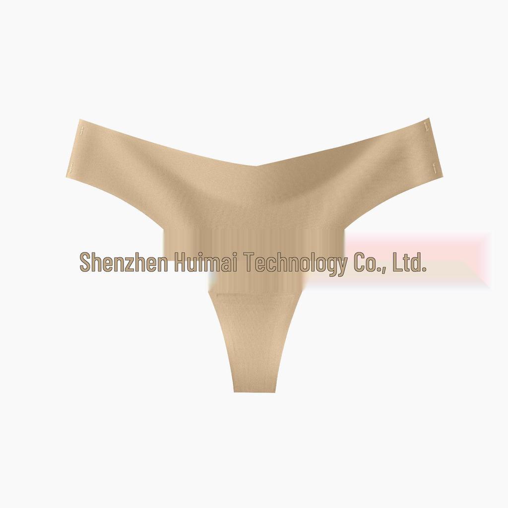 Women’s Plus Size Seamless Low-Waist Ice Silk Thong with Breathable Cotton Crotch