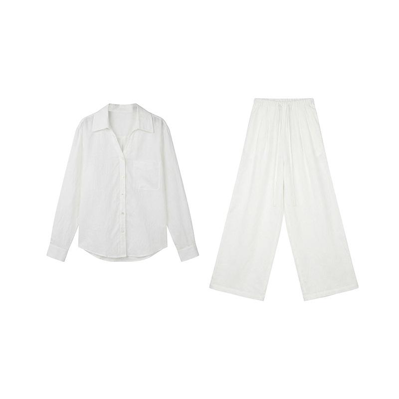 THE MIND Tencel Linen Shirt & Drawstring Pants Spring 2026 Women s Casual Set T6232C Top One Size