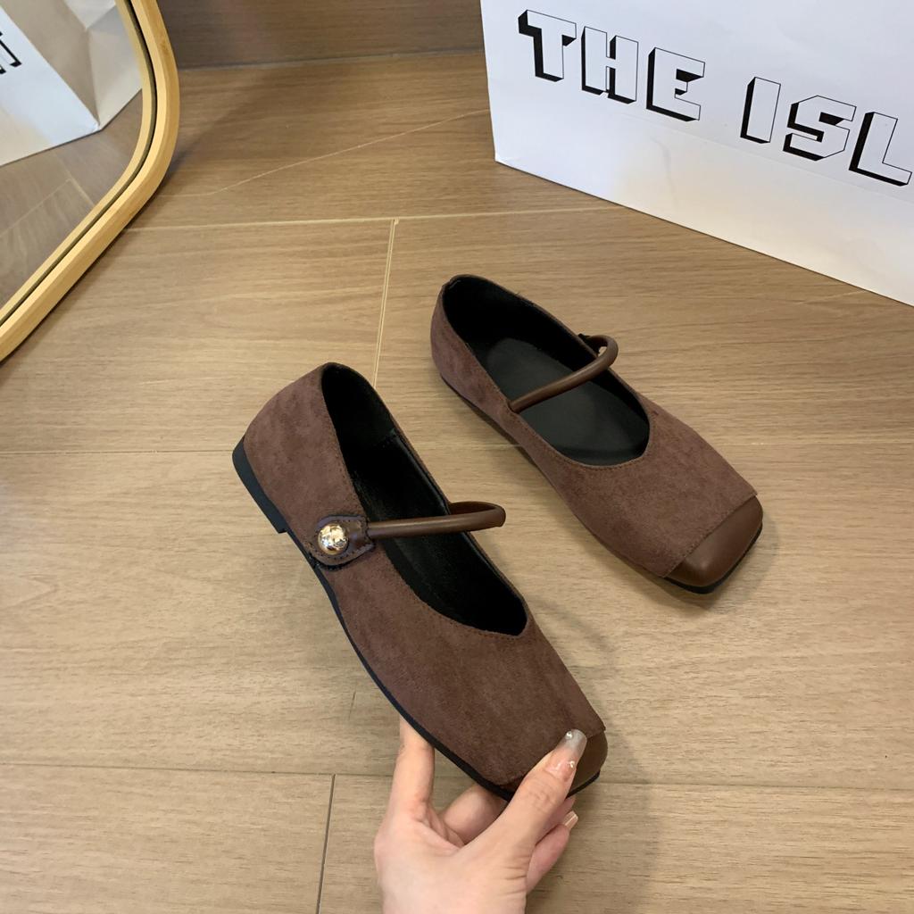 Fashion Women Mary Jane Shoes Fashion Leopard Square Toe Shoes Vintage Slip On 2025 Spring Autumn Soft Sole Suede Ballet Flat Shoes