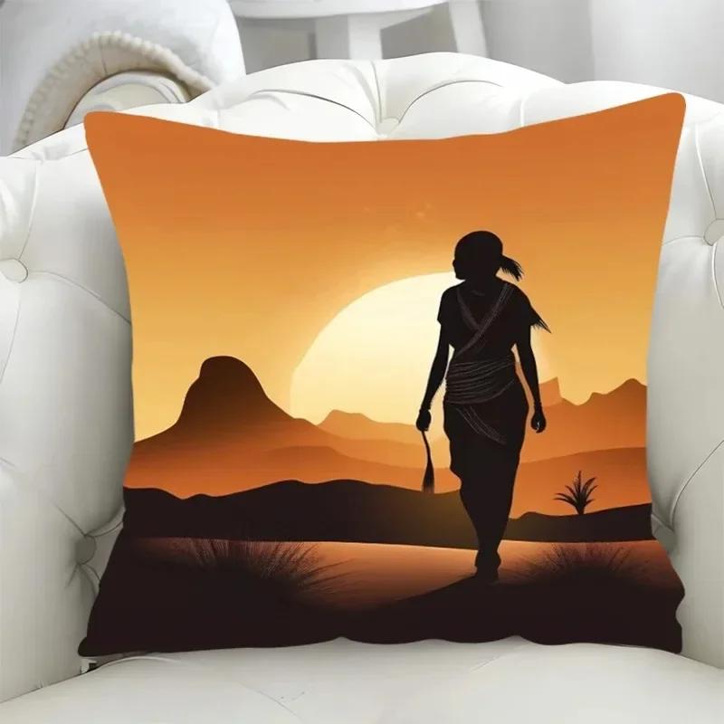 Car Living Room Sofa Cushion Cover Simple Couple Character Scene Pillow Cover Luxury Home Decoration Pillow Cover