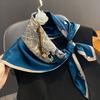 65Cm Square Pure Silk Square Scarf Elegant Silk Decorative Flower Design Necktie Small Neckerchief For Women