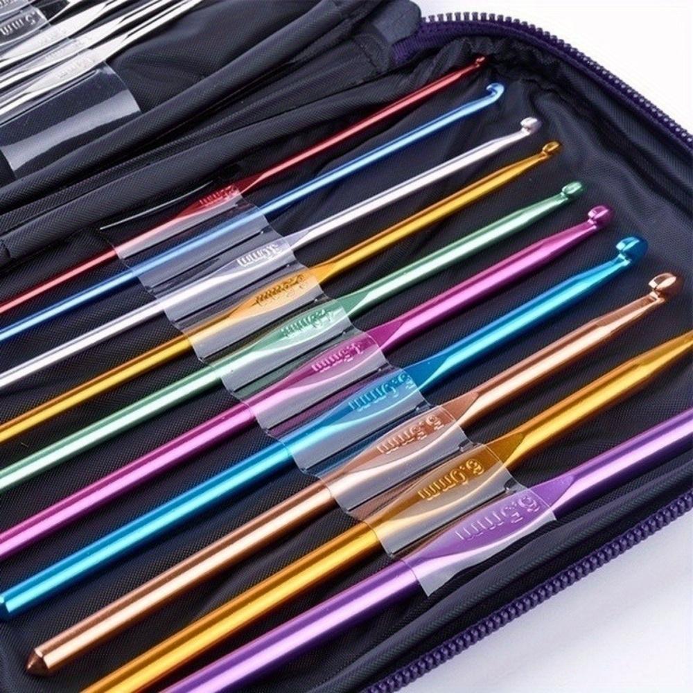 22Pcs Stainless Steel Crochet Hooks Sweater Knitting Needles with Case for Handle Weave Craft Tool